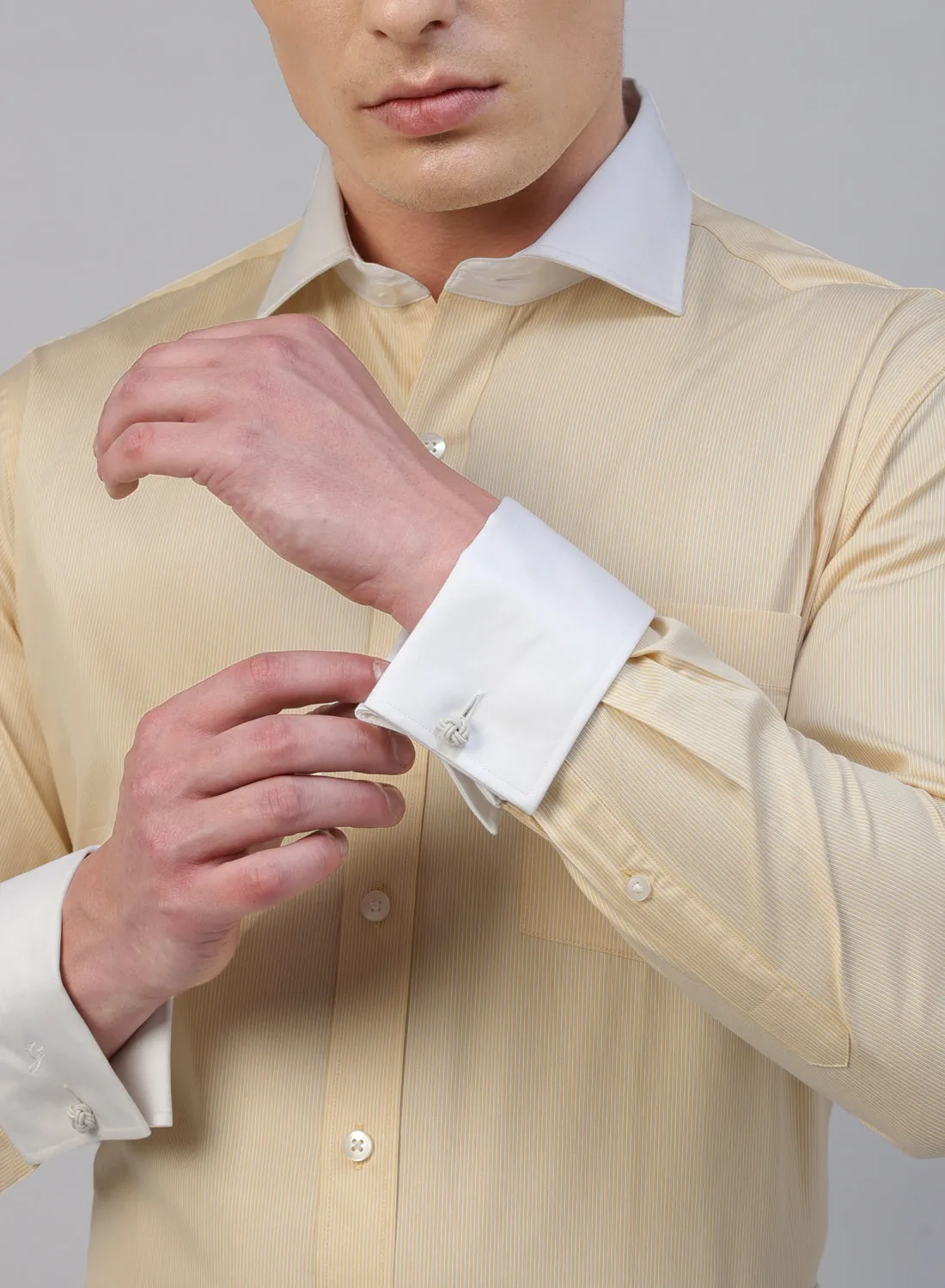 Yellow Cotton Cufflink Shirt