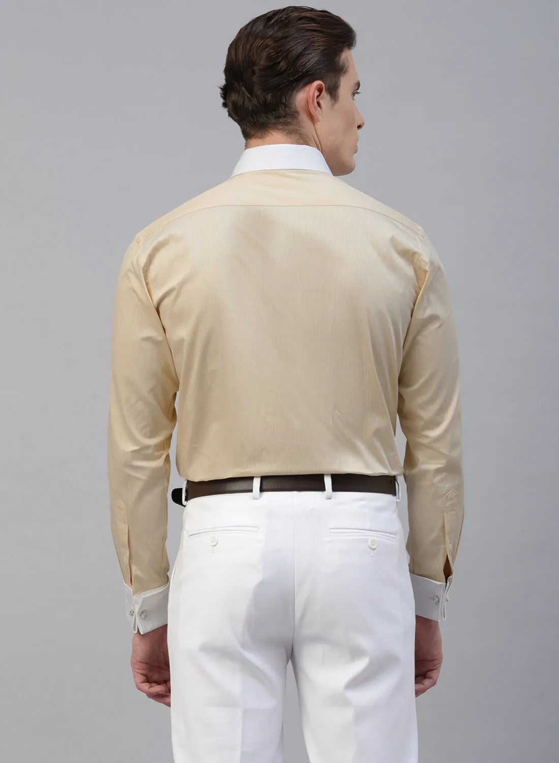Yellow Cotton Cufflink Shirt