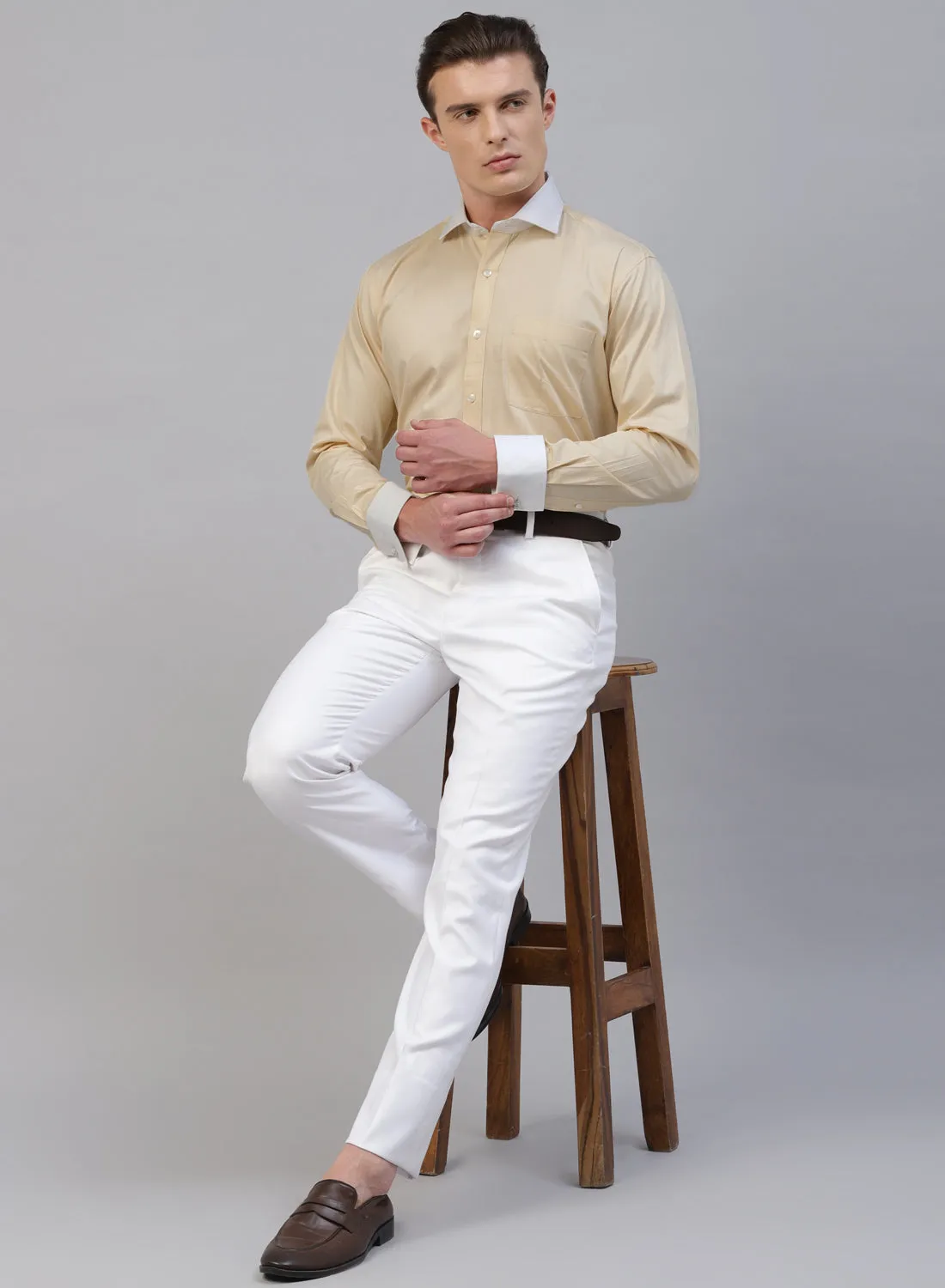 Yellow Cotton Cufflink Shirt