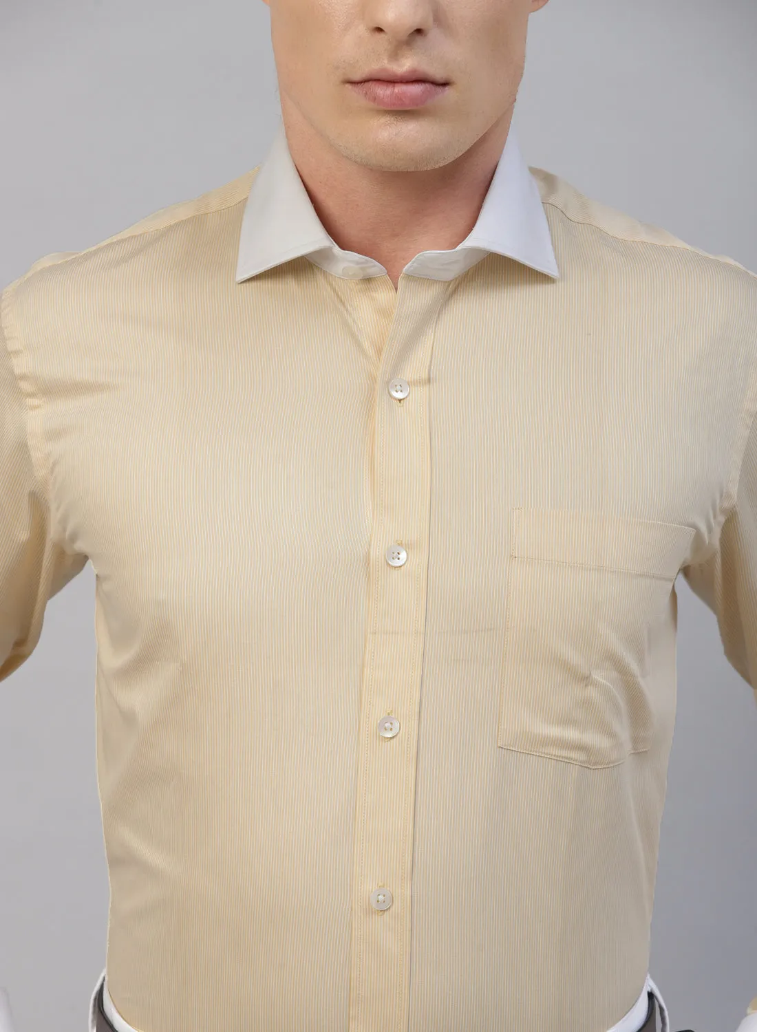 Yellow Cotton Cufflink Shirt